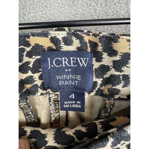 J.Crew Winnie Pants Womens 4 Leopard Print Stretch Cotton Side Zip Cropped - Picture 2 of 8